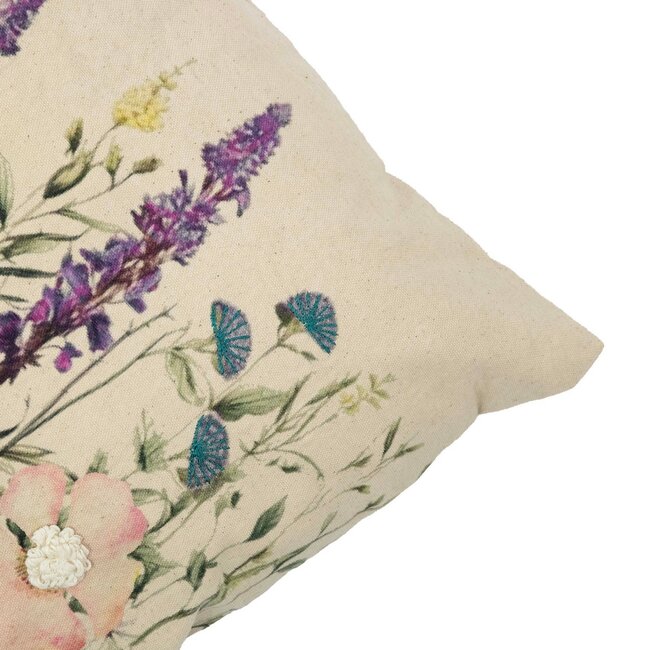 Mars & More kussen geborduurd wilde bloemen paarse ridderspoor 45x45cm