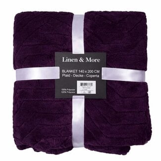 linen en more Paars  Plaid met Lijnen Paars 140x200cm