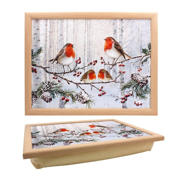Dream-Living Schootkussen Roodborstjes in de Sneeuw - 44 x 34 x 6,5 cm