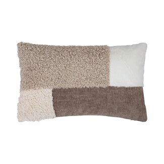 Linen & More Kussen Patchwork teddy beige 30x50cm