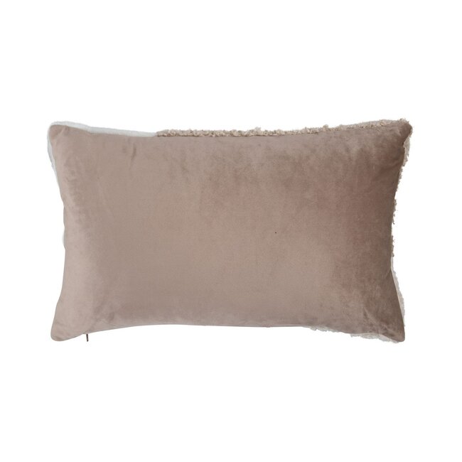 Linen & More Kussen Patchwork teddy beige 30x50cm