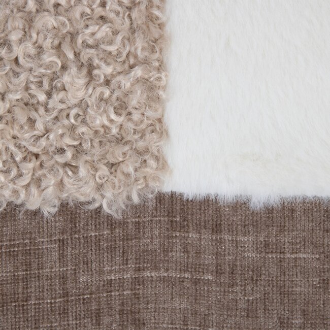 Linen & More Kussen Patchwork teddy beige 30x50cm