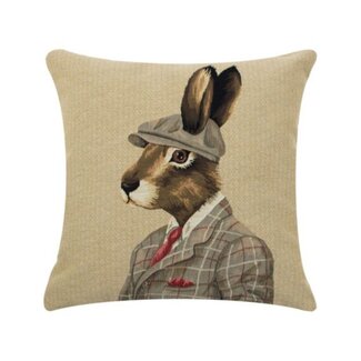 Mars & More gobelin kussen jagers pet haas 45x45cm
