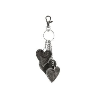 Mars & More sleutelhanger 3 hartjes grijs 12cm