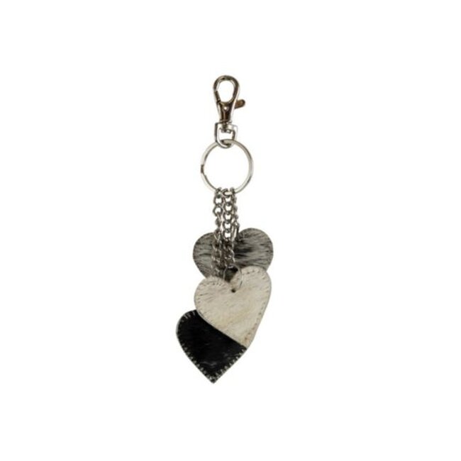 Mars & More sleutelhanger 3 hartjes zwart 12cm