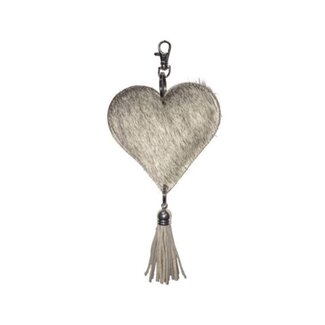 Mars & More sleutelhanger hart grijs 10cm