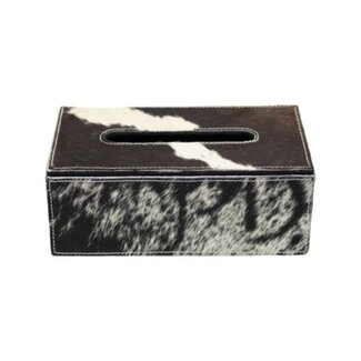 Mars & More tissuebox koehuid zwart/wit 25x14x9cm