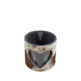 Mars & More windlicht koe hart bruin/wit 10cm