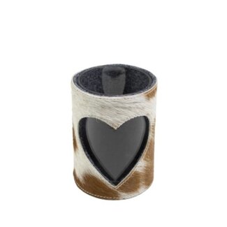 Mars & More windlicht koe hart bruin/wit 15cm