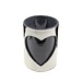 Mars & More windlicht koe hart zwart/wit 20cm