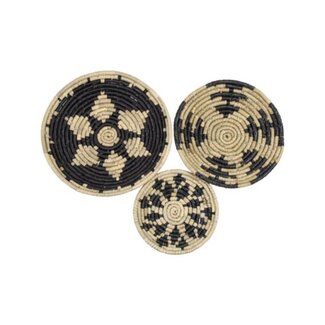 Mars & More zeegras muur mandjes zwart (set van 3)