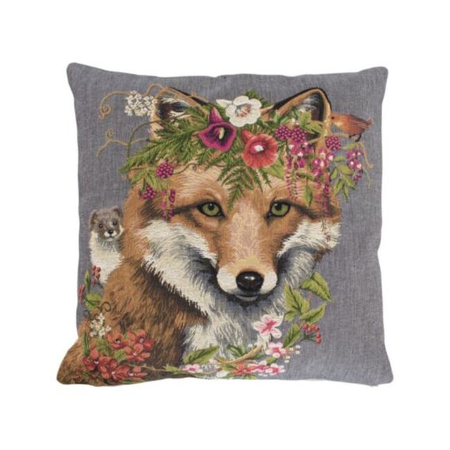 Mars & More gobelin kussen bloemen vos 45x45cm