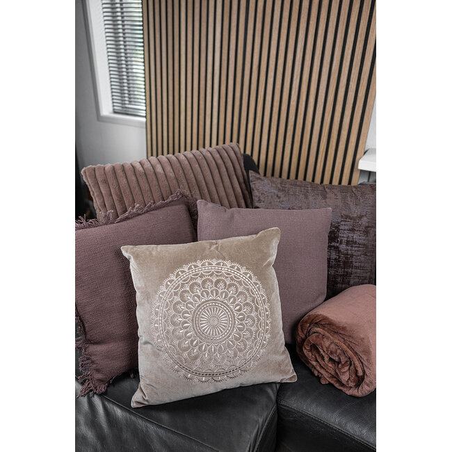 Linen & More Canvas sierkussen taupe 45x45cm