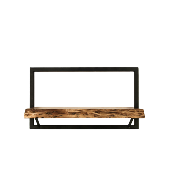 HSM Collection Wandplank Levels Live Edge - 56x32 cm - acacia/ijzer