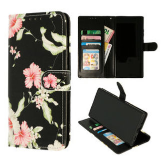 Samsung Galaxy A52 5G bookcase | bloemen zwart