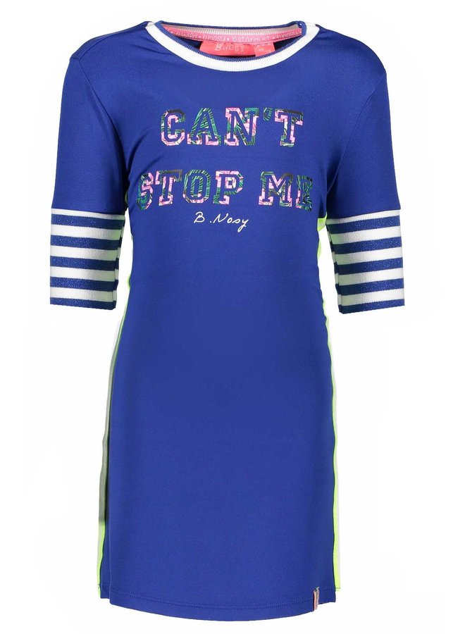 Dress with Rib Sleeves - Royal Blue