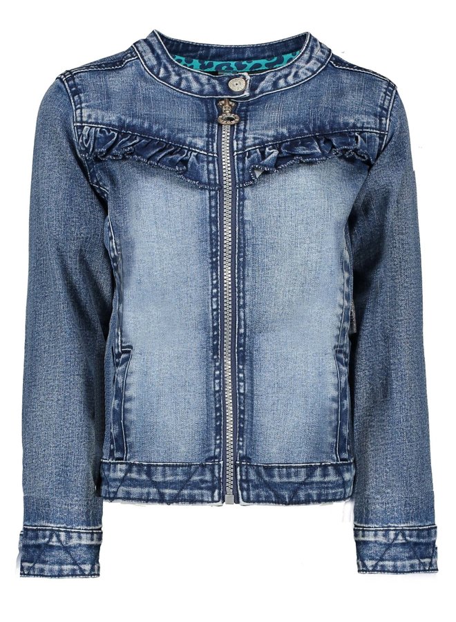 Denim Jacket Ruffle - Middle Denim