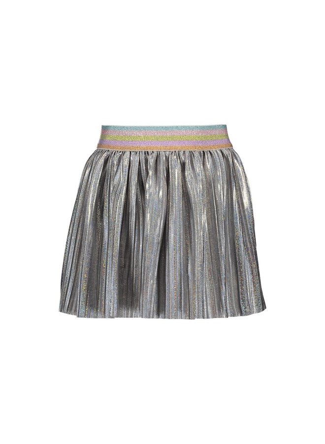 Satin Plissé Skirt - Silver