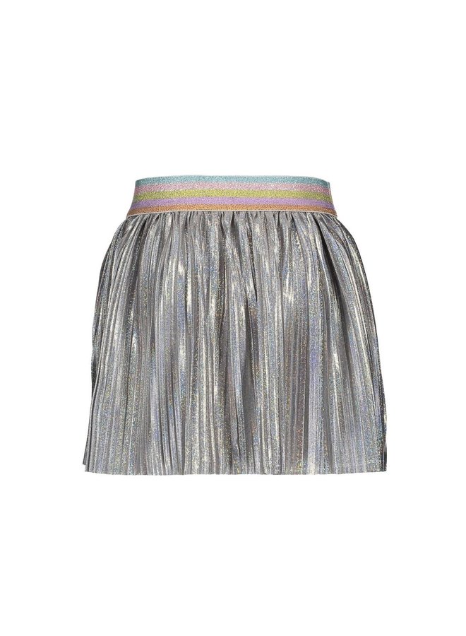 Satin Plissé Skirt - Silver