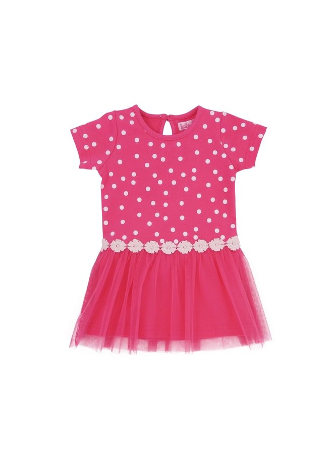 Dotty Dress - Fuchsia/White