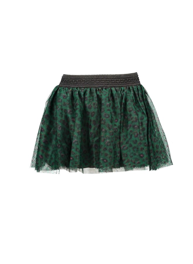 Printed Panther Netting Skirt - Jade Leopard