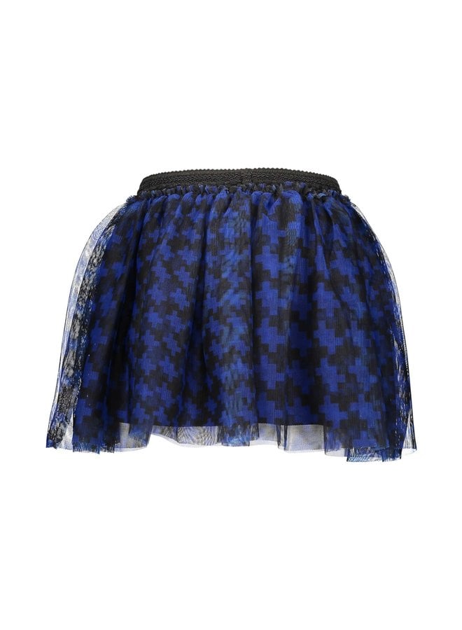 Skirt Pied Du Poule AOP - Maxi Cobalt Puzzle