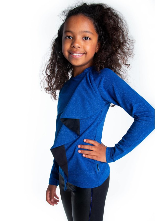 Shirt Vertical 2-Color Ruffle - Cobalt Blue