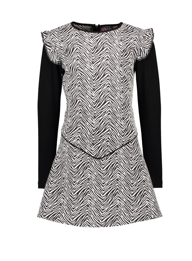 Woven Zebra Dress Ruffle Around Armhole - Dazzle Zebra