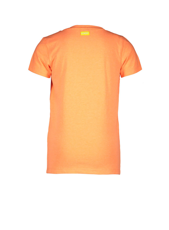 B.Nosy - V-Neck Shirt With Chest Artwork - Neon Orange