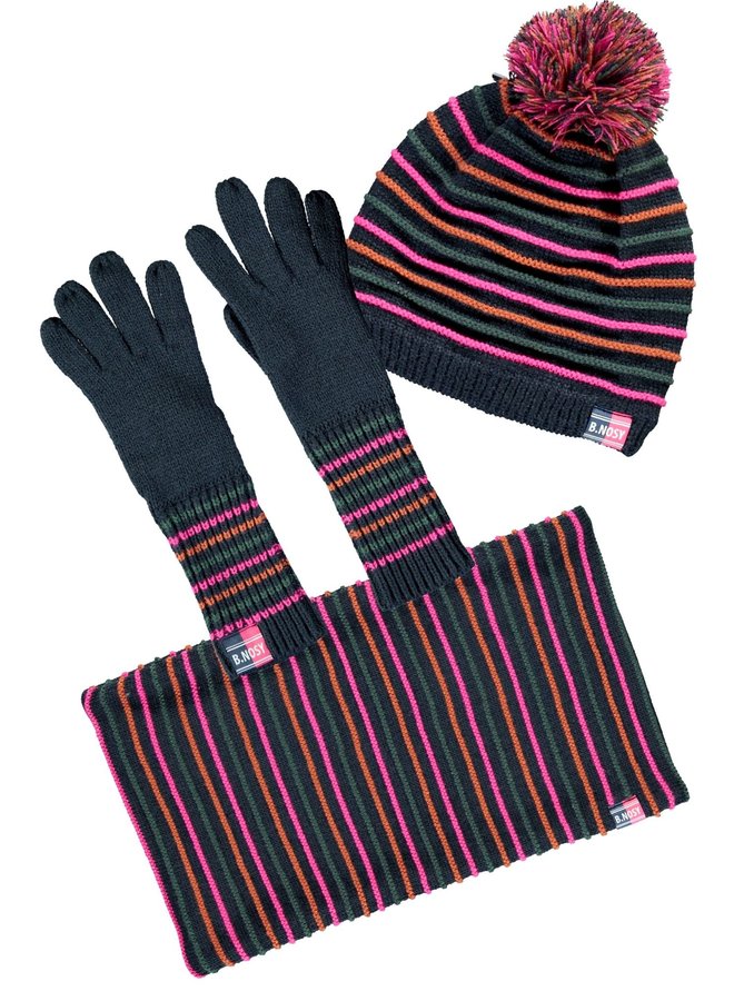 B.Nosy - Hat, Neckwarmer & Gloves Set - Space Blue