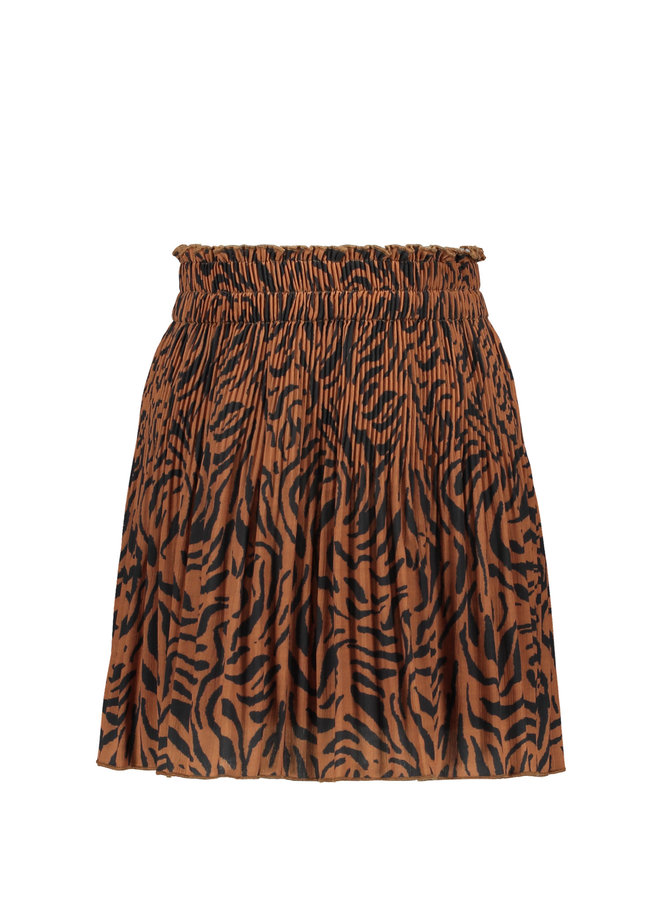 Like Flo - Woven Crepe Plisse Skirt - Cognac