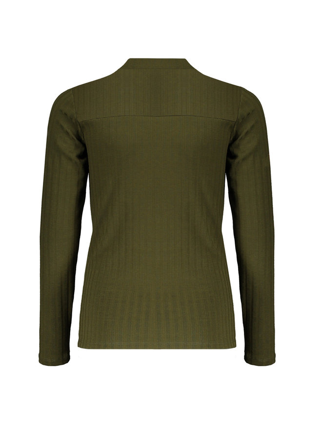 Nobell' - Karen Rib Shirt With Buttons At Shoulder - Army Green