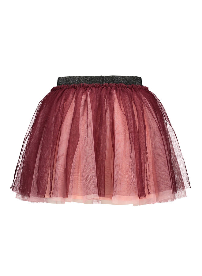 B.Nosy - Wide Netting 2 Layer Skirt With Lining - Maroon Red