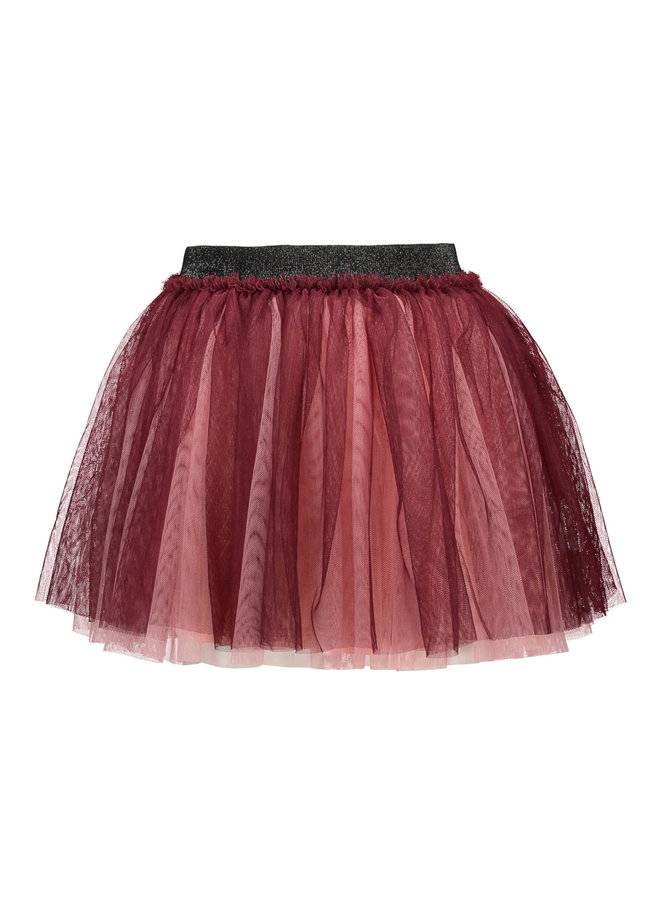 B.Nosy - Wide Netting 2 Layer Skirt With Lining - Maroon Red