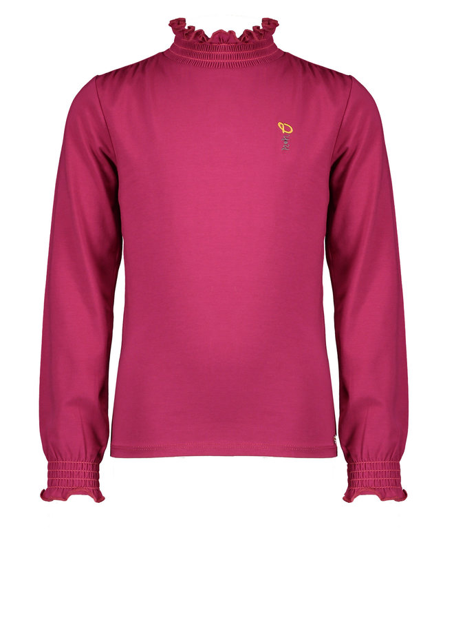 NoNo - Kanyu Shirt With Smocked Turtle Neck - Bougainville