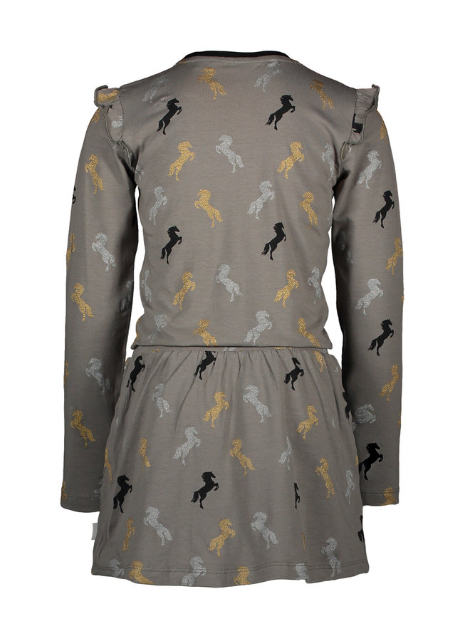 Moodstreet - Dress AOP Horses - Grey