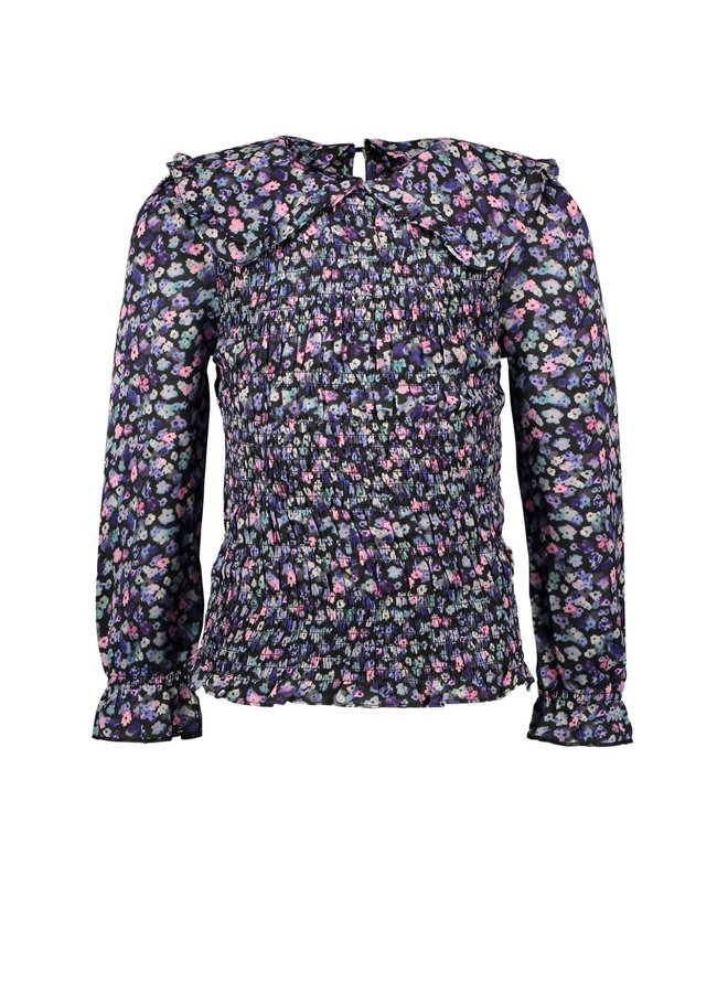 B.Nosy - Outside Floral AOP Woven Blouse With Big Collar - Outside Floral AO