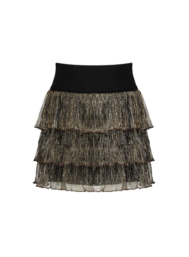 NoNo - Nilja 3-Layered Shiny Plissé Skirt - Animal