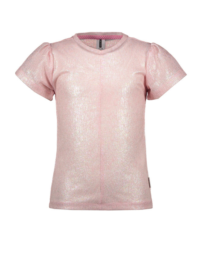 B.Nosy - Shiny Short Sleeve Top - Soft Pink