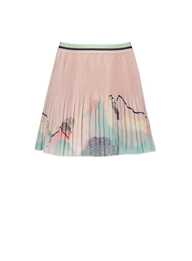 NoNo - Noel Pleated Short Skirt With Borderprint - Rosy Sand