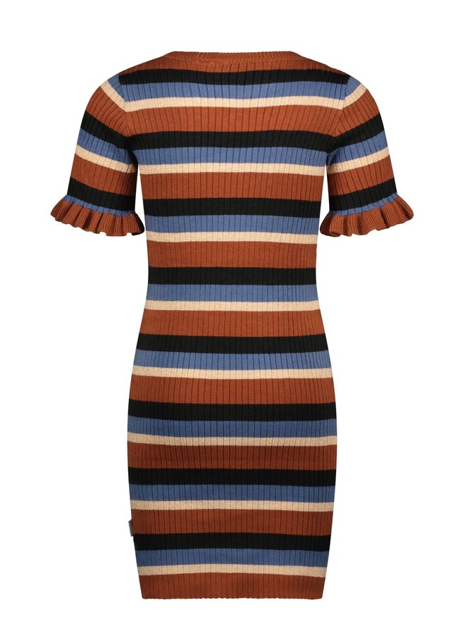 Moodstreet -  Knitted Striped Dress - Black