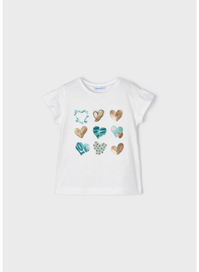 Mayoral - S/S Hearts Shirts - Natural