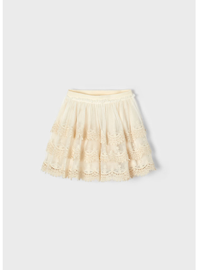 Mayoral - Tulle Embroidered Skirt - Linen
