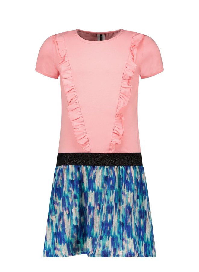 B.Nosy - Dress With Art Aquarel AOP Skirt - Flamingo