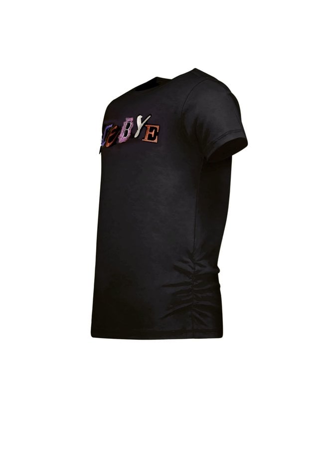 B.Nosy - Short Sleeve Shirt With Gathered Sideseam - Black