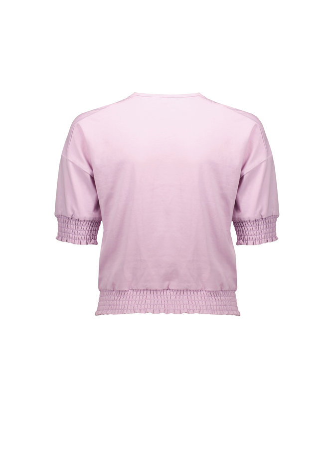 Nobell' - Keza Loose Fit T-Shirt With Smocked Sleeves - Mauve Mist