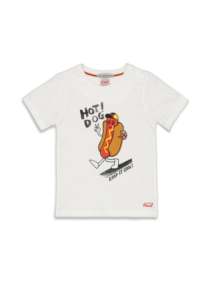 Sturdy - T-shirt Hot Dog Wit - Cool Crew