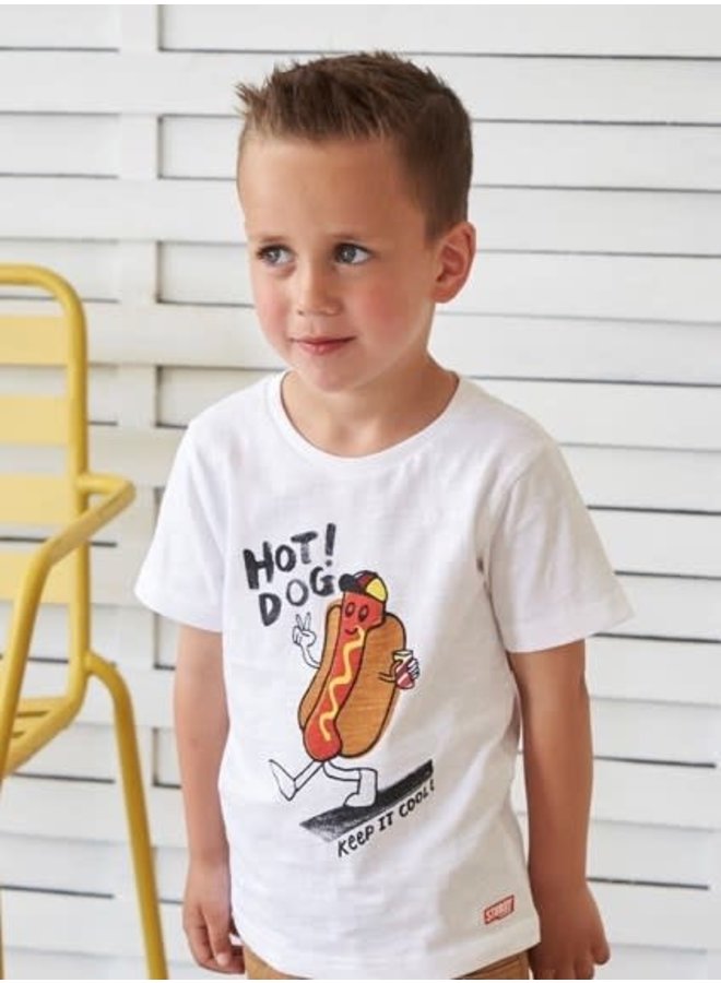 Sturdy - T-shirt Hot Dog Wit - Cool Crew