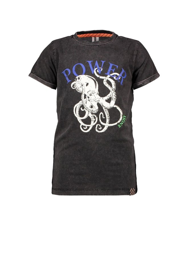 B.Nosy - Shirt With Octopus Chest Artwork - Black