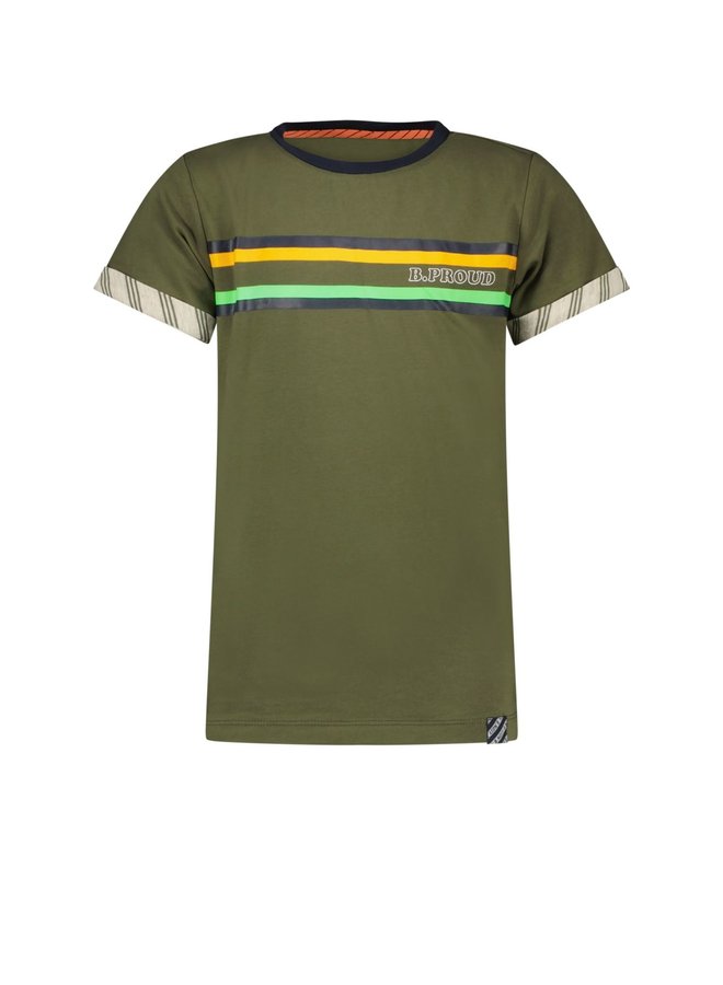 B.Nosy - Shirt With Stripe Artwork On Chest - Army Green